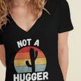 Not A Hugger Cactus Introvert Antisocial Women's Jersey Short Sleeve Deep V-Neck Tshirt