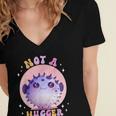 Not a Hugger Cute Pufferfish Autism Awareness Introverts Women's Jersey Short Sleeve Deep V-Neck Tshirt