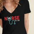 Nurse Est 2018 New Graduation Nursing School T-Shirt Women's Jersey Short Sleeve Deep V-Neck Tshirt