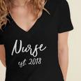 NURSE EST 2018 New Nursing School Graduation Shirt Women's Jersey Short Sleeve Deep V-Neck Tshirt