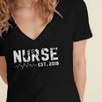 Nurse Est 2018 Nursing School Graduation Women's Jersey Short Sleeve Deep V-Neck Tshirt
