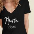Nurse Est 2018 Shirt Cute Nursing School Graduation Women's Jersey Short Sleeve Deep V-Neck Tshirt