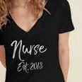 Nurse Established 2018 Shirt Cute New Nurse Graduation Tee Women's Jersey Short Sleeve Deep V-Neck Tshirt