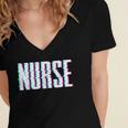 Nurse Glitch Aesthetic Graduation Nurse Glitch Graphic Art Women's Jersey Short Sleeve Deep V-Neck Tshirt