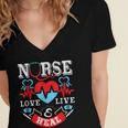 Nurse Live Love Heal Graduation Appreciation Valentines Day Women's Jersey Short Sleeve Deep V-Neck Tshirt