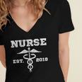 Nurse Nursing GraduationShirt Nurse Est 2018 Women's Jersey Short Sleeve Deep V-Neck Tshirt