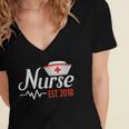 Nurse Nursing School Graduation Est 2018 Shirt Women's Jersey Short Sleeve Deep V-Neck Tshirt