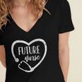 Nurse Nursing Student Graduation Stethoscope Vintage Women's Jersey Short Sleeve Deep V-Neck Tshirt