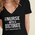 Nurse PhD Doctorate Graduation Doctor Nursing Practice Women's Jersey Short Sleeve Deep V-Neck Tshirt