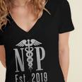 Nurse Practitioner Graduation Caduceus NP Degree 2019 Women's Jersey Short Sleeve Deep V-Neck Tshirt