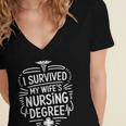 Nurse Wife Nursing Graduation And Nursing Wife Nurse Husband Women's Jersey Short Sleeve Deep V-Neck Tshirt