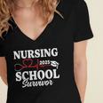 Nursing School Survivor 2025 RN ER Graduation Nurse Grad Women's Jersey Short Sleeve Deep V-Neck Tshirt