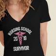Nursing School Survivor Apparel Graduation Party Nurse RN Women's Jersey Short Sleeve Deep V-Neck Tshirt
