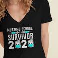 Nursing School Survivor Graduation Nurse RN 2020 Friend Women's Jersey Short Sleeve Deep V-Neck Tshirt