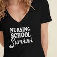 Nursing School Survivor Nurse Graduation Medical T-Shirt Women's Jersey Short Sleeve Deep V-Neck Tshirt