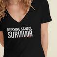 Nursing School Survivor- For Nurses-RN Graduation Women's Jersey Short Sleeve Deep V-Neck Tshirt