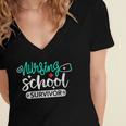 Nursing School Survivor RN Grad Nurse Graduation Student Women's Jersey Short Sleeve Deep V-Neck Tshirt