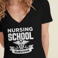Nursing School Survivor Senior Nurse Graduation TShirt Women's Jersey Short Sleeve Deep V-Neck Tshirt