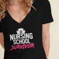 Nursing School Survivor Shirt Graduation Party Tee Women's Jersey Short Sleeve Deep V-Neck Tshirt