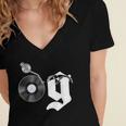 Old School Dad OG Hip Hop Head Vinyl Retro 80s90s Nostalgia Women's Jersey Short Sleeve Deep V-Neck Tshirt