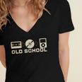 Old School Music Evolution Tape CD Retro Nostalgia Women's Jersey Short Sleeve Deep V-Neck Tshirt