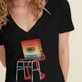 Old Vintage Cassette Tape 70s 80s 80s Outfit Nostalgia Women's Jersey Short Sleeve Deep V-Neck Tshirt Old Vintage Cassette Tape 70s 80s 80s Outfit Nostalgia Women's Jersey Short Sleeve Deep V-Neck Tshirt