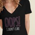 Oops I Don't Care Humor Small Talk Hater Introvert Women's Jersey Short Sleeve Deep V-Neck Tshirt