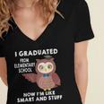 Owl Elementary Graduation Shirt-6th Grade Graduation Women's Jersey Short Sleeve Deep V-Neck Tshirt