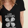 I Like Oysters And Maybe Three People Saying Introvert Women's Jersey Short Sleeve Deep V-Neck Tshirt
