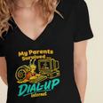 My Parents Survived Dial Up Internet Nostalgia 90s Women's Jersey Short Sleeve Deep V-Neck Tshirt