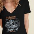My Parents Survived Dial Up Internet Nostalgia Turtle Women's Jersey Short Sleeve Deep V-Neck Tshirt