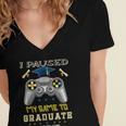 I Paused My Game To Graduate Class Of 2023 Gamer Graduation Women's Jersey Short Sleeve Deep V-Neck Tshirt