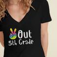 Peace Out 5th Grade Tie Dye Graduation Class Of 2026 Women's Jersey Short Sleeve Deep V-Neck Tshirt
