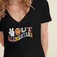 Peace Out Elementary Graduation Graduate Class Of 2025 Women's Jersey Short Sleeve Deep V-Neck Tshirt