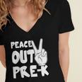 Peace Out Pre-K Great Class Of 2019 Graduation T-Shirt Women's Jersey Short Sleeve Deep V-Neck Tshirt