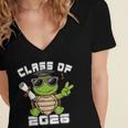 Peace Sign Hand Turtle Class Of 2026 Graduation Women's Jersey Short Sleeve Deep V-Neck Tshirt