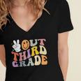 Peace Out Third 3rd Grade Graduation Graduate Class Of 2025 Women's Jersey Short Sleeve Deep V-Neck Tshirt