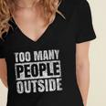 Too Many People Outside Introvert Introverted Shy Shyness Women's Jersey Short Sleeve Deep V-Neck Tshirt
