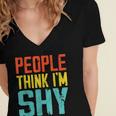 People Think I'm Shy I Introvert Women's Jersey Short Sleeve Deep V-Neck Tshirt