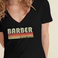 Personal Christmas Retro Vintage Graduation BARBER Job Title Profession Birthday Worker Idea Women's Jersey Short Sleeve Deep V-Neck Tshirt