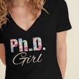 PhD Girl Doctorate Degree Graduation Women Her Psychology Women's Jersey Short Sleeve Deep V-Neck Tshirt