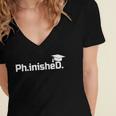 PhD Graduation Doctorate Degree Graduate PhinisheD Women's Jersey Short Sleeve Deep V-Neck Tshirt