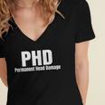 PHD Permanent Head Damage Doctoral Degree PHD Graduation Women's Jersey Short Sleeve Deep V-Neck Tshirt