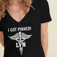 I Got Pinned LVN Nursing School Graduation Pinning Ceremony Women's Jersey Short Sleeve Deep V-Neck Tshirt