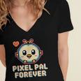 Pixel Art Pet Y2K Retro Vintage Digital Nostalgia Y2K Tech Women's Jersey Short Sleeve Deep V-Neck Tshirt