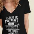 Playful Pace Humor Please Be Patient I'm From The 1900s Women's Jersey Short Sleeve Deep V-Neck Tshirt