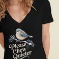 Please Chew Quieter Introvert Christmas Bird Lover Women's Jersey Short Sleeve Deep V-Neck Tshirt