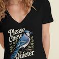 Please Chew Quieter Introvert Christmas Bird Watcher Women's Jersey Short Sleeve Deep V-Neck Tshirt