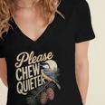 Please Chew Quieter Introverts Casual Everyday Women's Jersey Short Sleeve Deep V-Neck Tshirt