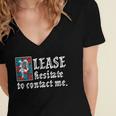 Please Hesitate To Contact Me Introvert Women's Jersey Short Sleeve Deep V-Neck Tshirt